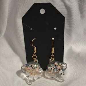 Gold and Clear Sting Ray Earrings